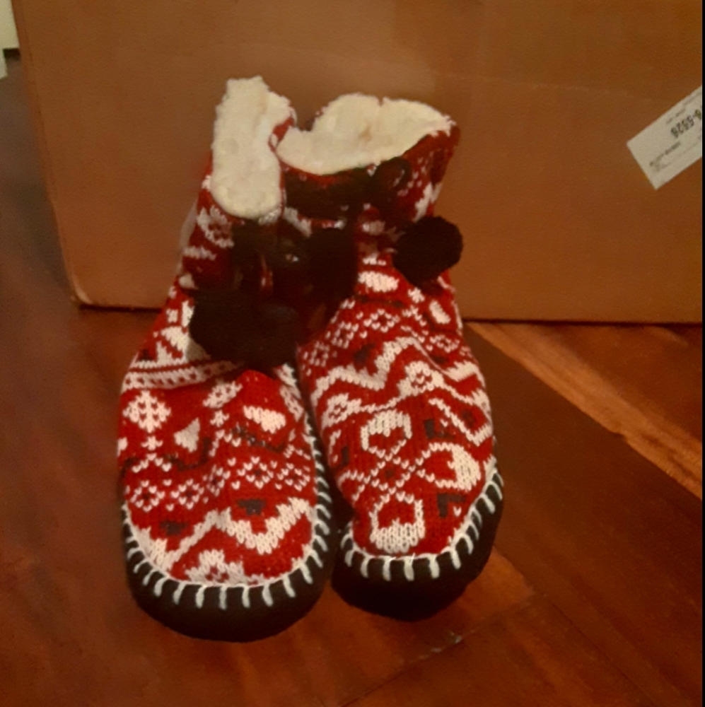 Red and white mukluks